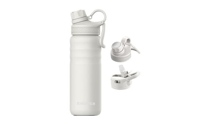 EmberIce double wall Insulated Stainless Steel Water Bottle with Straw Lid 12hr Hot and 24hr Cold Drinks 24 oz (White 24 oz)