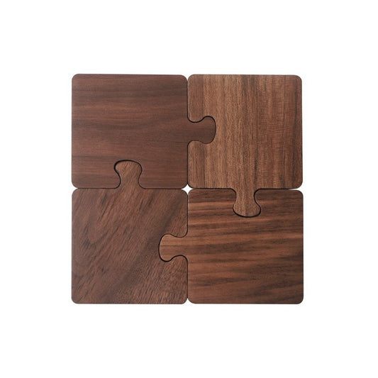 Walnut Wood Puzzle Coaster Set