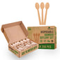 Kitchen Thinker Bamboo Spoons – 200 Pack Bamboo Spoons for Eating Bamboo Disposable Utensils For Parties Bamboo Cutlery Set for Weddings Parties Camping and Events